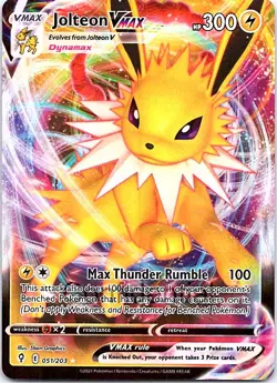 Pokemon TCG SWSH07: Evolving Skies Jolteon VMAX Ultra Rare 051/203 NM - Image 1