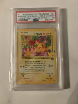 2021 POKEMON CELEBRATIONS CLASSIC COLLECTION #24 BIRTHDAY PIKACHU-HOLO PSA 10 - Image 1