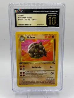 CGC PRISTINE 10 Pokemon Golem 36/62 1999 Fossil 1st Edition PRESTINE 10 - Image 2