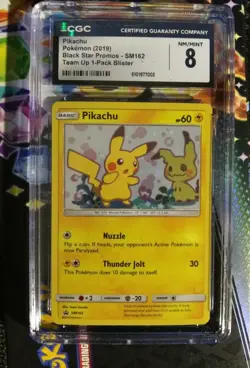 CGC 8 PIKACHU SM162 TEAM UP BLACK STAR PROMO BLISTER PACK POKEMON - Image 1