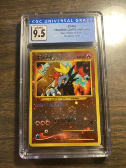 Pokemon Neo Premium File 2 Japanese Entei Reverse Holo CGC 9.5 Gem Mint - Image 1