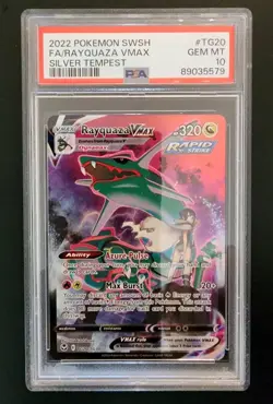 2022 POKEMON SWORD & SHIELD SILVER TEMPEST #TG20 FULL ART/RAYQUAZA VMAX PSA 10 - Image 1