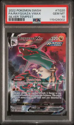 2022 POKEMON SWORD & SHIELD SILVER TEMPEST #TG20 FULL ART/RAYQUAZA VMAX PSA 10 - Image 1