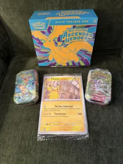 Pokemon TCG Ascended Heroes ETB, 2 X Prismatic Mini Tins + Pikachu at the Museum - Image 1