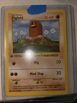 Diglett 47/102 1st Edition Shadowless Base Set Pokemon Card Game 1999 WOTC LP - Image 1
