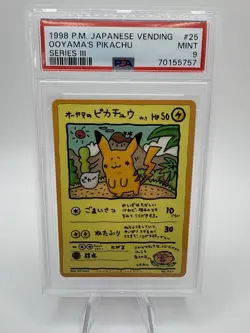 1998 Pokemon JPN Vending Series 3, #25 Ooyama's Pikachu PSA 9 - Image 1