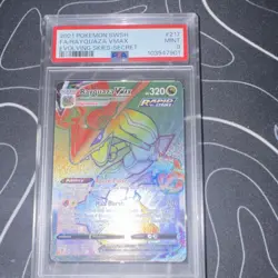 Pokemon Rayquaza VMAX Secret Rare 217/203 PSA 9 320 HP Evolving Skies Card - Image 1