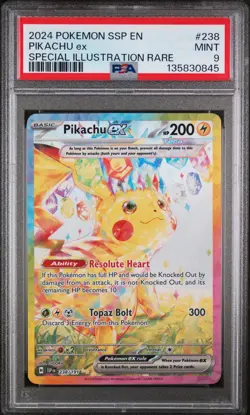 2024 Pikachu Ex 238 Pokemon En-Surging Sparks Special Illustration Rare PSA 9 - Image 1