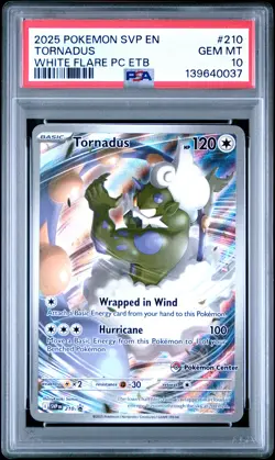 2025 POKEMON WHITE FLARE POKEMON CENTER ETB PROMO SVP #210 TORNADUS PSA 10 - Image 1