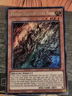 Yu-Gi-Oh Primite Dragon Ether Beryl Secret Rare Card BLMM-EN130 1st Edition - Image 1
