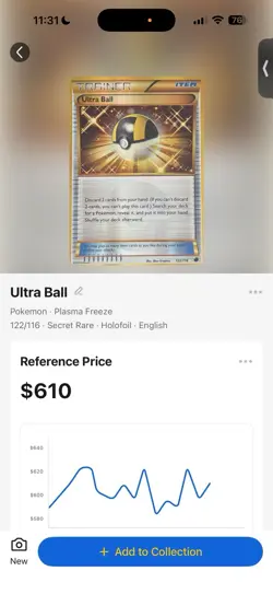 Ultra Ball Secret Rare Holofoil 122/116 Plasma Freeze Pokemon Card English - Image 2