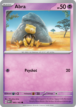 Pokemon TCG Scarlet & Violet 151 Abra 063/165 Common Near-Mint - Image 1