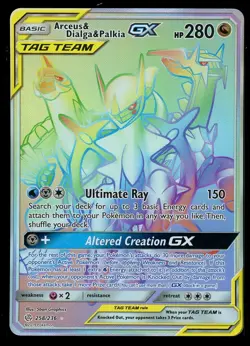 Pokemon PSA 10 Arceus & Dialga & Palkia GX 258/236 Cosmic Eclipse Rainbow Rare - Image 1