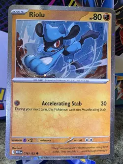 Riolu Cosmos Holo 076/132 ME01: Mega Evolution Promo NM Pokemon TCG Card - Image 1