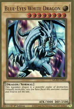 Yugioh! LP Blue-Eyes White Dragon - MGED-EN001 - Premium Gold Rare - 1st Edition - Image 1