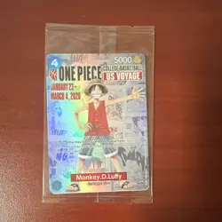 Bandai One Piece CCG Monkey.D.Luffy US Voyage Promo Character Holo 5000 Attack - Image 1