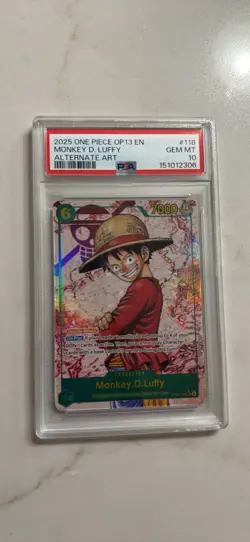 Monkey.D.Luffy Alternate Art Foil OP13-118 PSA 10 Carrying on His Will - Image 1