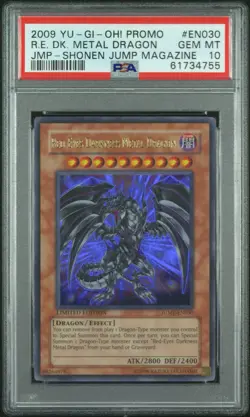 PSA 10 Yu-Gi-Oh! 2009 JUMP-EN030 Red-Eyes Darkness Metal Dragon POP 10 - Image 1