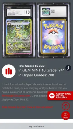 Pokemon CGC Gem Mint 10 Leafeon EX SAR 200/187 Terastal Festival 2024 Japanese - Image 3