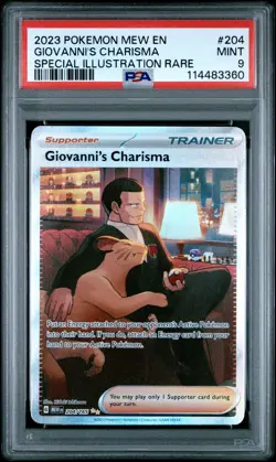 2023 POKEMON MEW EN-151 SPECIAL ILLUSTRATION RARE #204 GIOVANNI'S CHARISMA PSA 9 - Image 1