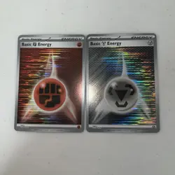 Reverse Holo Basic Fighting & Metal Energy - SVE Energies 022 & 024 Pokemon NM - Image 1