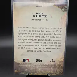 NICK KURTZ 2025 Topps Stadium Club Savage Sluggers Rookie Athletics RC - Image 2