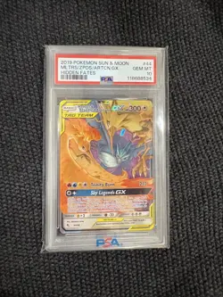 2019 POKEMON SUN & MOON HIDDEN FATES #44 MOLTRES & ZAPDOS & ARTICUNO GX PSA 10 - Image 1