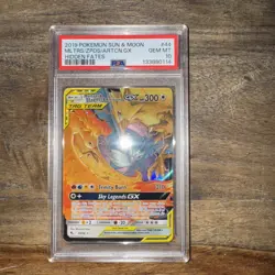 2019 POKEMON SUN & MOON HIDDEN FATES #44 MOLTRES & ZAPDOS & ARTICUNO GX PSA 10 - Image 1
