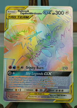 Pokemon Moltres, Zapdos, Articuno GX 69/68 Hidden Fates Holo Rainbow Trading TCG - Image 1