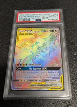 2019 Pokemon Hidden Fates Moltres Zapdos Articuno GX 69/68 Secret Rainbow PSA 10 - Image 1