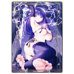 Raiden - Genshin Impact - Goddess Story Gold Metal Anime Waifu Trading Card - Image 1