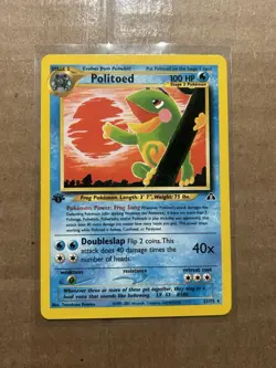 Pokemon Politoed 1st Edition 2001 Neo Discovery Rare 27/75 LP - Image 1