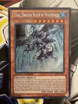 Yugioh! Tidal, Dragon Ruler of Waterfalls CT10-EN001 Secret Rare Limited Ed LP - Image 1