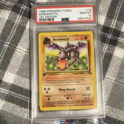 POKEMON 1999 1ST EDITION AERODACTYL FOSSIL WOTC 16/62 PSA 10 - Image 3