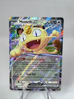 Pokemon 062/088 Meowth EX Mega Evolution Perfect Order Holo Full Art Brand Rare - Image 1