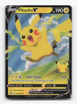 Pokemon TCG - Pikachu V SWSH143 Near Mint Holo Promo Sword & Shield Promo - Image 1