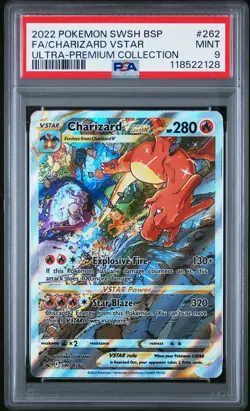 2022 POKEMON SWSH BLACK STAR PROMO #262 FULL ART/CHARIZARD VSTAR PSA 9 - Image 1