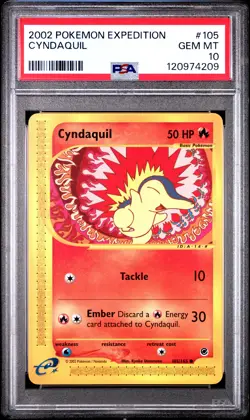 2002 POKEMON EXPEDITION #105 CYNDAQUIL PSA 10 - Image 1