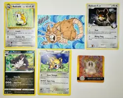 Favorite Pokemon Mini-Lot: Raticate / Alolan TCG Action Flipz and Original Art - Image 1