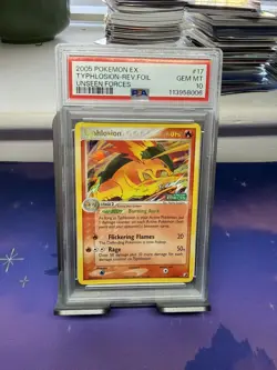 Pokemon Typhlosion Reverse Holo Foil #17 EX Unseen Forces 2005 PSA 10 Gem Mint - Image 1