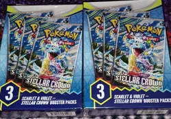 2×Pokemon Stellar Crown 3-Pack Booster Box - 2 Total/6 Total Packs - New Sealed - Image 2