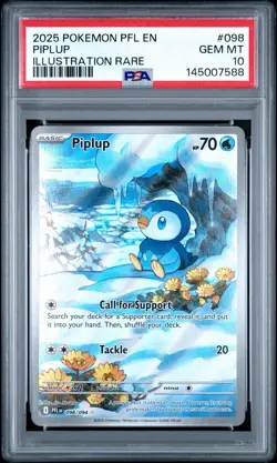 2025 POKEMON PFL EN-PHANTASMAL FLAMES ILLUSTRATION RARE #098 PIPLUP PSA 10 - Image 1