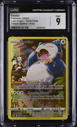 2022 Pokemon Lost Origin Snorlax #TG10 Trainer Gallery Holo CGC PSA 9 - Image 1