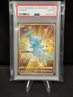 PSA 10 GEM MINT Mew 025/025 Pokemon Celebrations Shiny Full Art Gold Holo Rare - Image 1