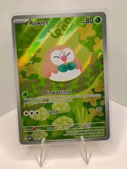 Pokemon Rowlet 090/087 Holo POR Basic 80HP Grass English Card - Image 1