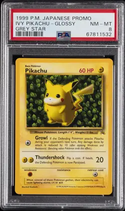 1999 POKEMON JPN COROCORO COMICS PROMO GREY STAR IVY PIKACHU-GLOSSY PSA 8 - Image 1