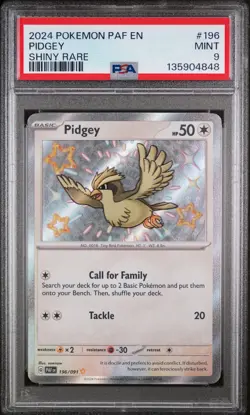 2024 POKEMON PAF EN-PALDEAN FATES SHINY RARE #196 PIDGEY PSA 9 - Image 1