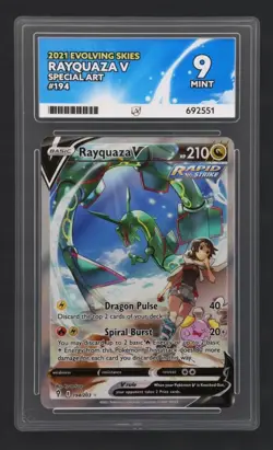2021 Pokemon Evolving Skies Rayquaza V Special Art #194/203 ACE Graded 9 Mint - Image 1