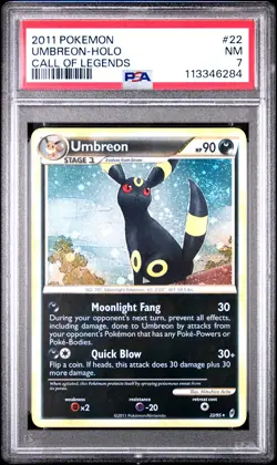 2011 POKEMON CALL OF LEGENDS UMBREON #22 HOLO PSA 7 NM #113346284 (SWIRL) - Image 1