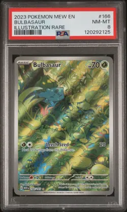 2023 POKEMON MEW EN-151 ILLUSTRATION RARE #166 BULBASAUR PSA 8 - Image 1
